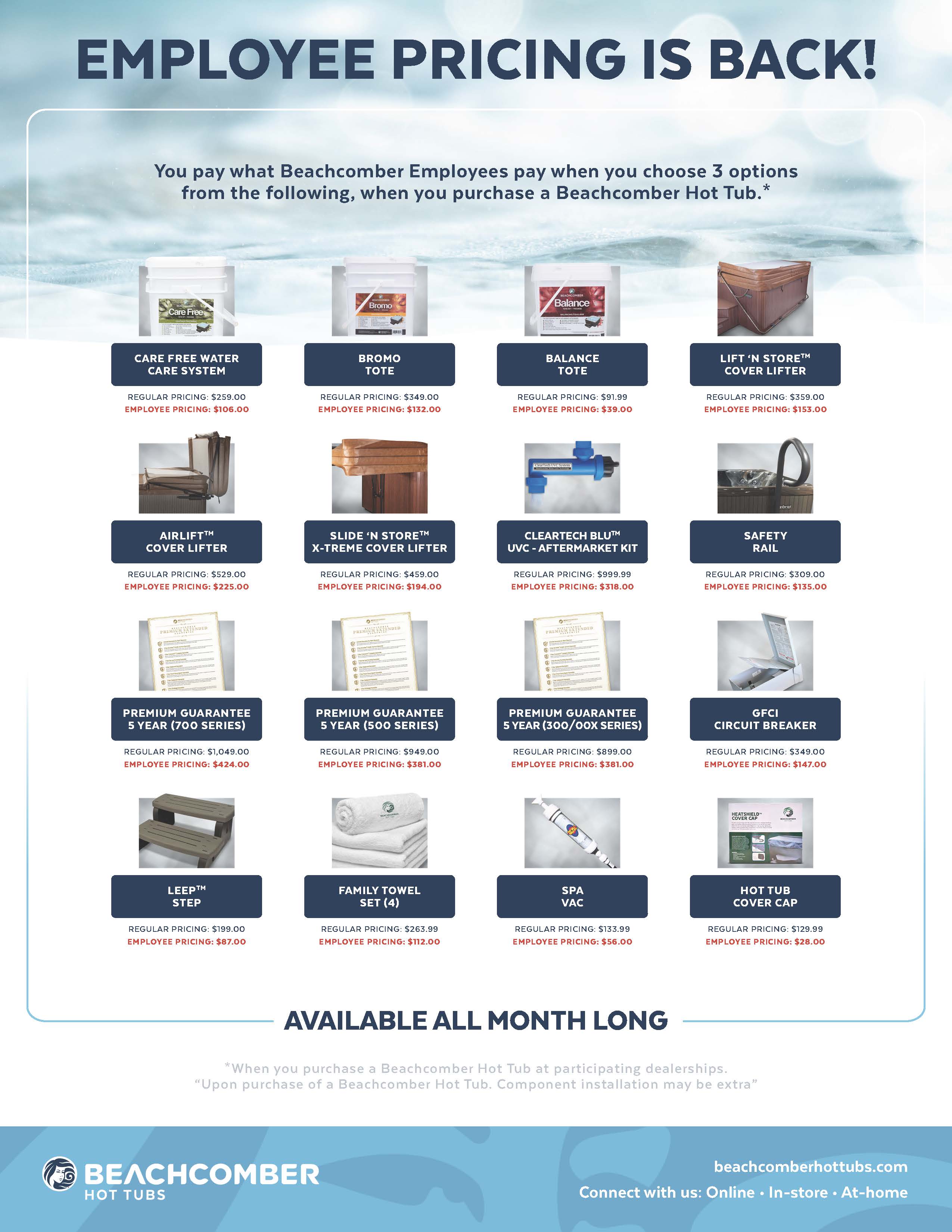 beachcomber October employee pricing handout