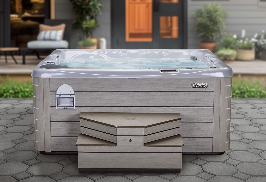 beachcomber hot tub in a backyard