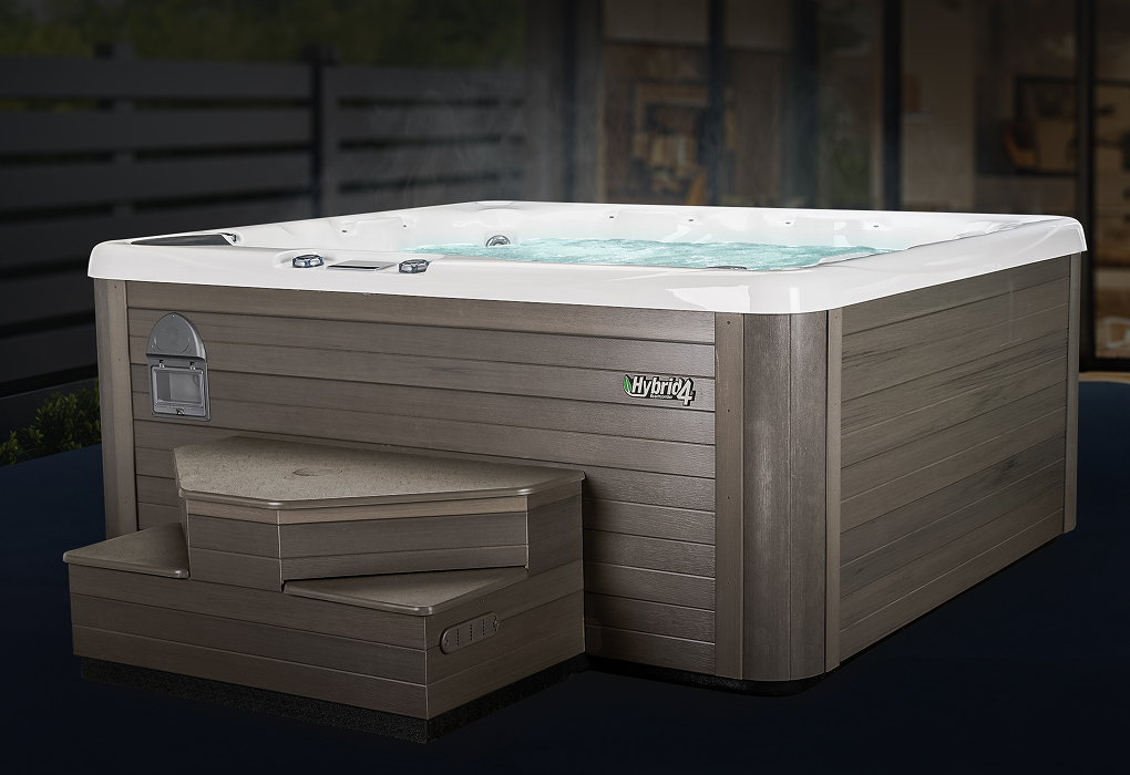 beachcomber hot tub with dark background