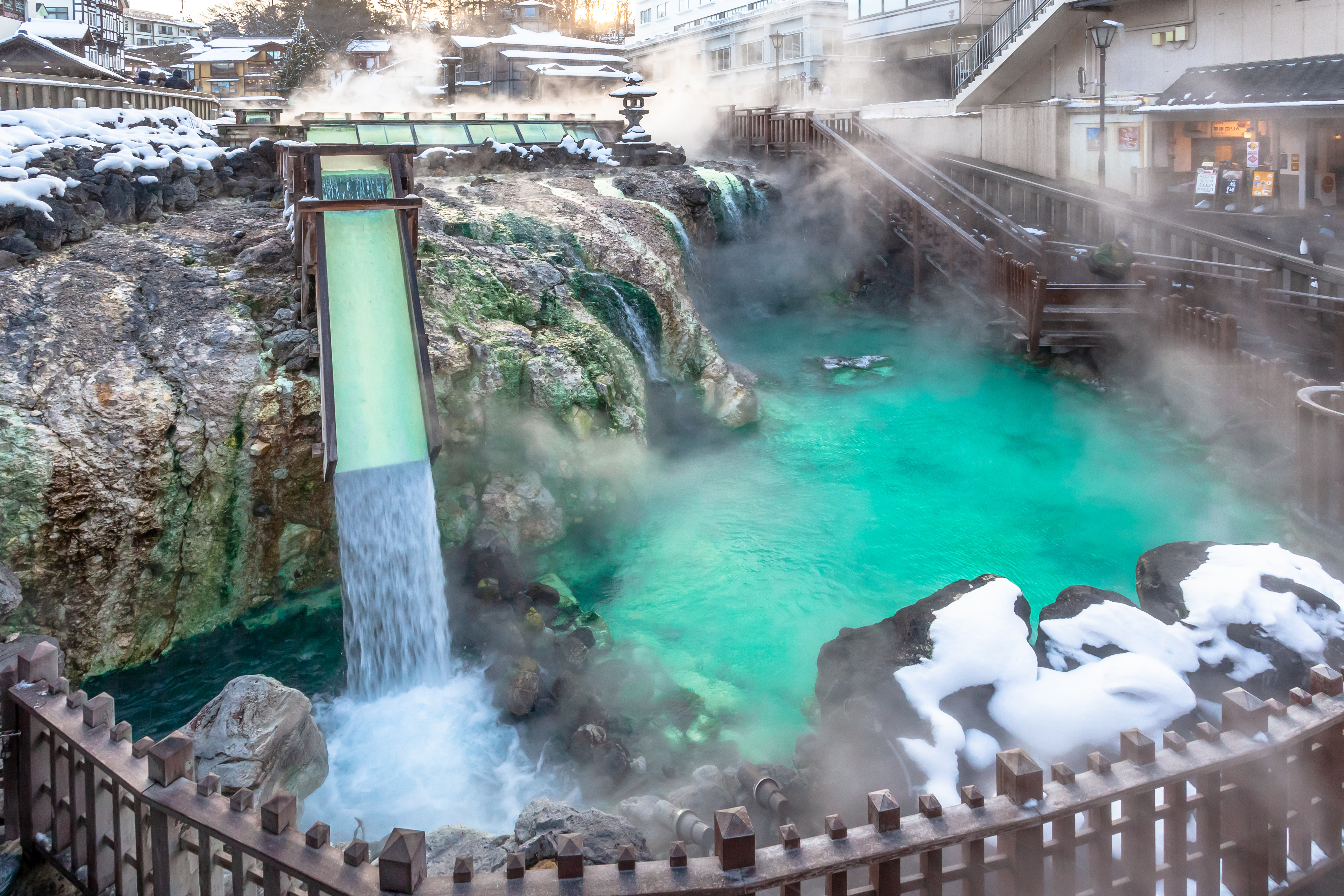 Kusatsu Onsen Yubatake in winter