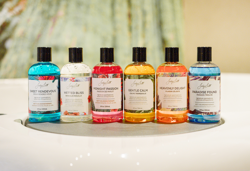 Beachcomber aromatherapy bottles lined up in a row