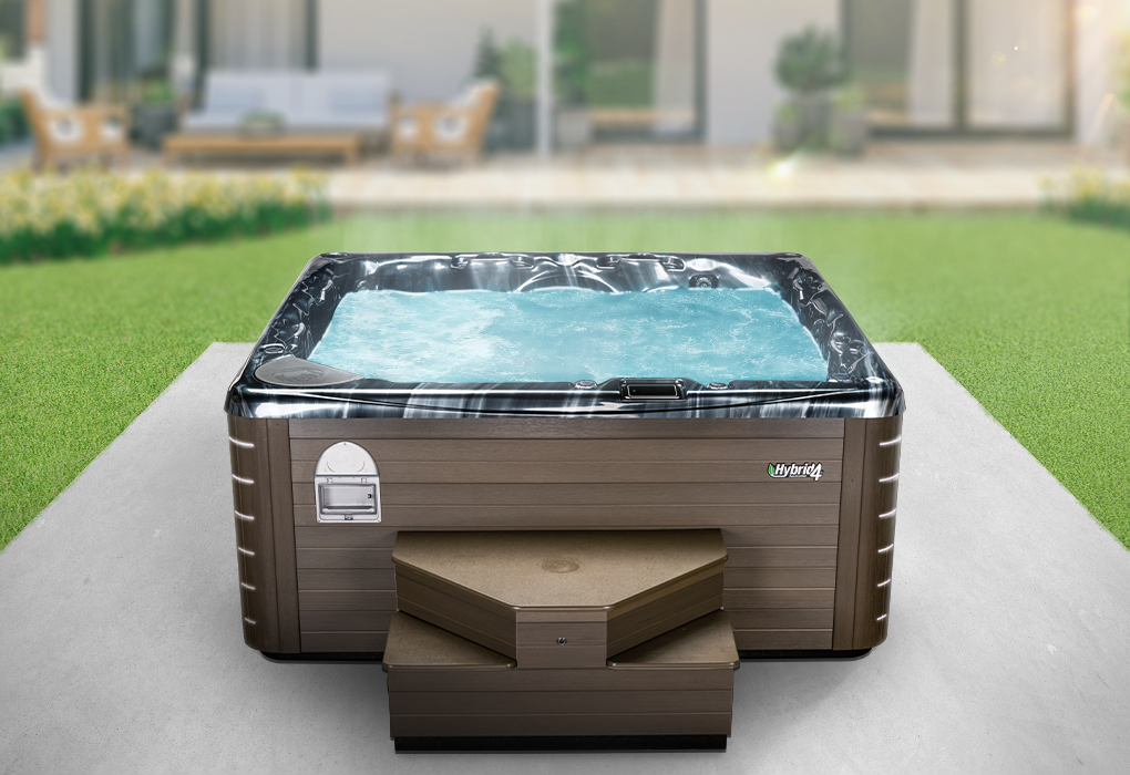 beachcomber hot tub in backyard 