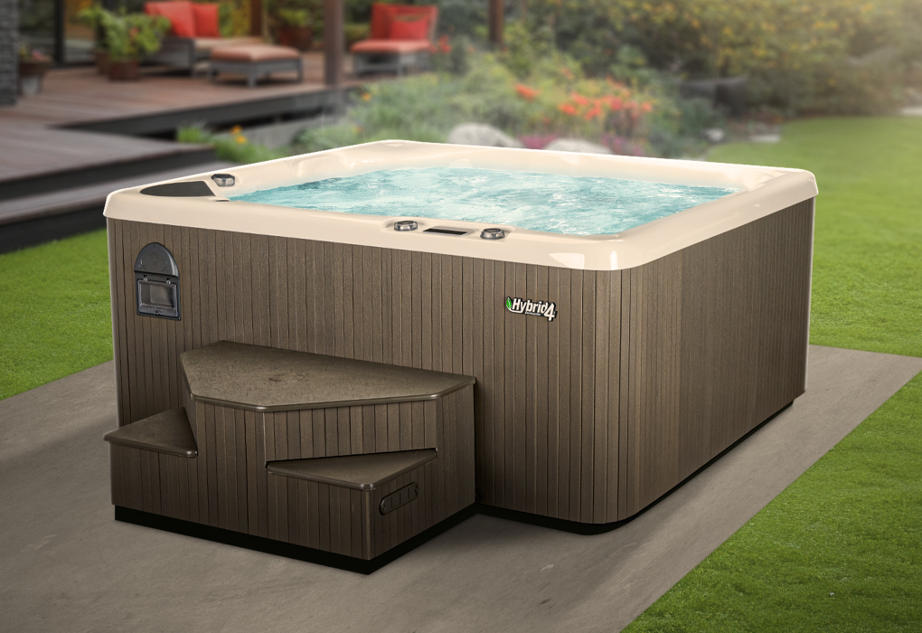 beachcomber hot tub in backyard