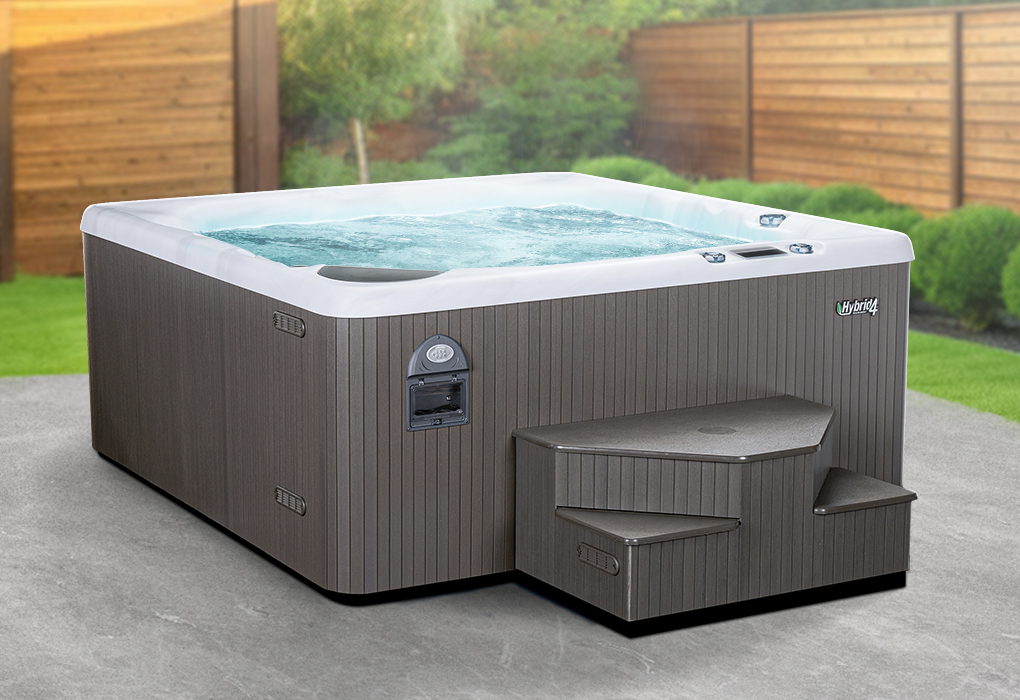 beachcomber hot tub in a backyard